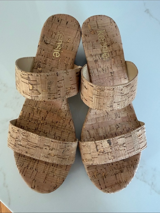 Kensie Shoes - Kensie Cork-Style Slide Sandals in Natural Tan